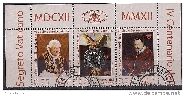 2012 Vatikan Mi. 1745-7 Used 400 Jahre Vatikanisches Geheimarchiv - Oblitérés