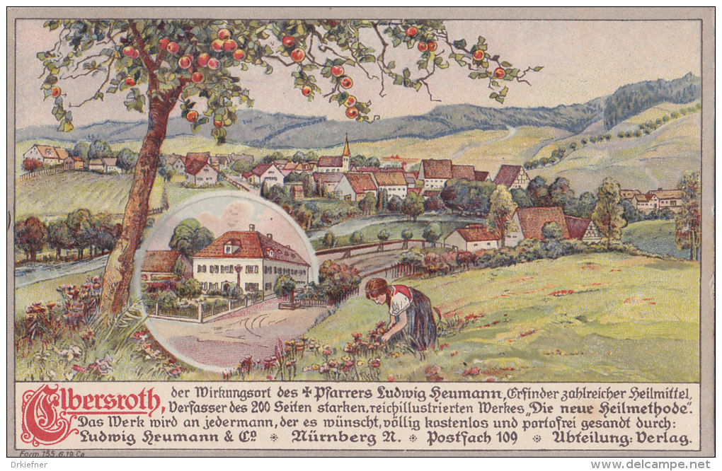 Herrieden, Elbersroth, Gesamtansicht, LITHO, Um 1908 - Ansbach