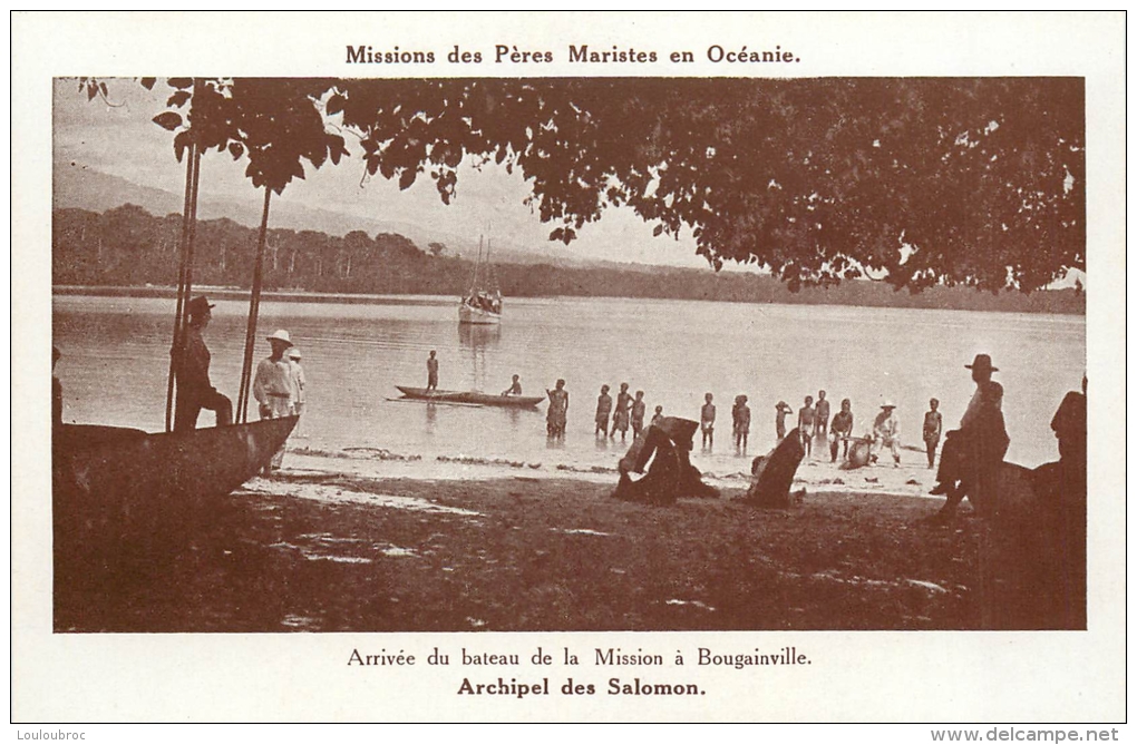 ILES SALOMON MISSIONS DES PERES MARISTES BOUGAINVILLE ARRIVEE DU BATEAU - Islas Salomon