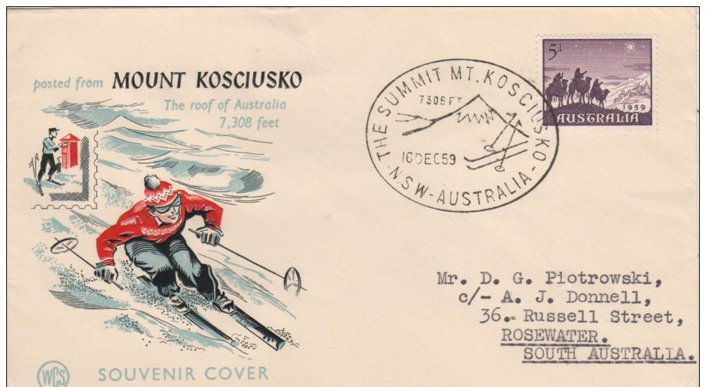 AUSTRALIA  MOUNT KOCIUSKO  The Summit Mount Kosciusko The Roof Of Australia 7308 Feet  16/12/59 - Skiing