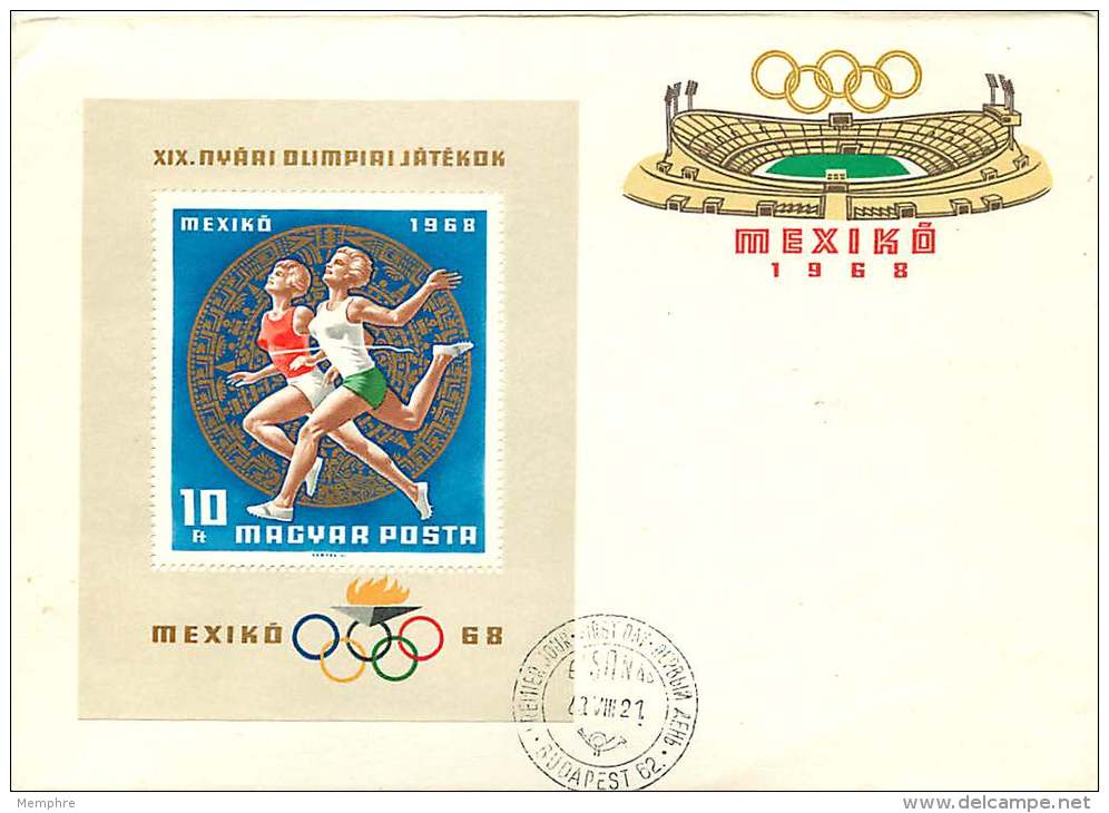 1967   Jeux Olympiques De Mexico  Coureuses  Bloc-feuillet  MiNr Block 65A - FDC