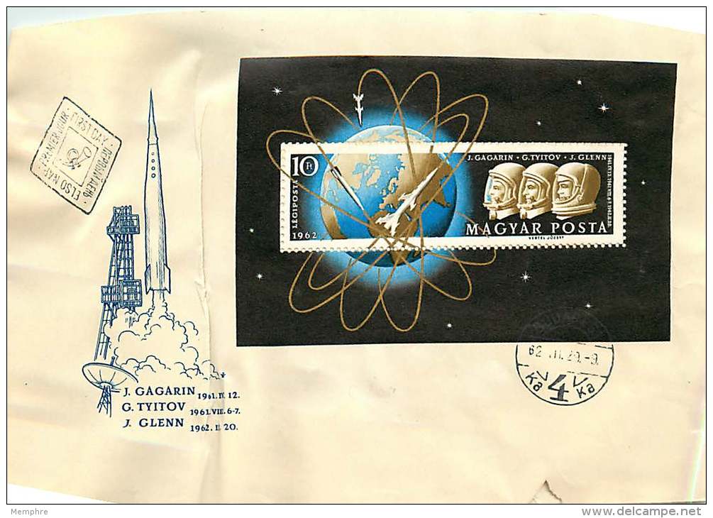 1962  Astronautes Soviétiques Gagarin Et Titov Et Américain Glenn Bloc-feuillet MiNr Block 33A - FDC