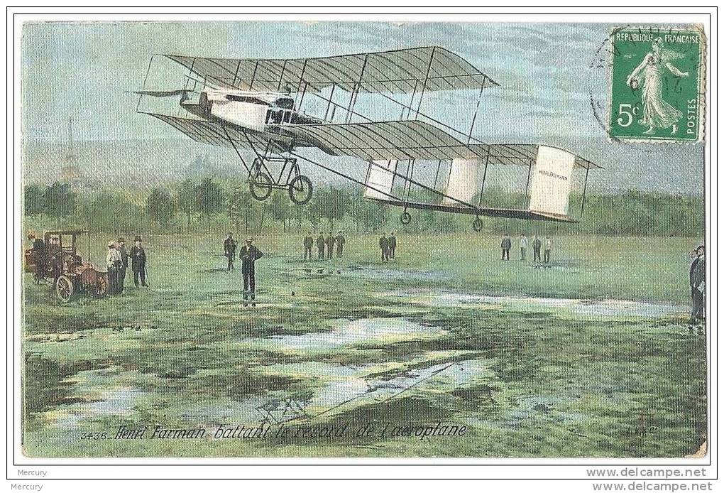 Henri Farman Battant Le Record De L´aéroplane  (biplan) Avec PUBLICITE - 2 Scans - ....-1914: Vorläufer