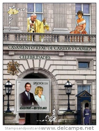 Guinée Bissau Mariage Royal Charles Camilla Pape Jean Paul II Diana 2005 BIZARRE ** Guinea Bissau Royal Wedding ODDITIE - Oddities On Stamps