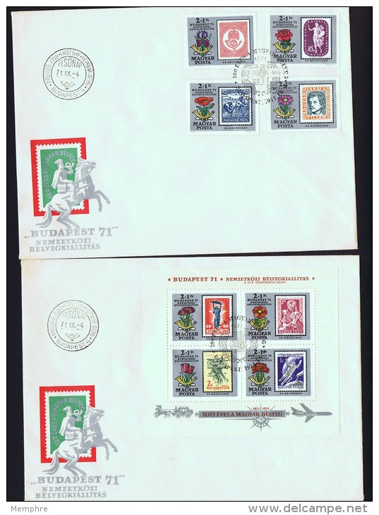 1971  Budapest 71 Expo Philatélique  Timbre Sur Timbr MiNr 2684-7A, Block 82A  Bloc-feuillet - FDC