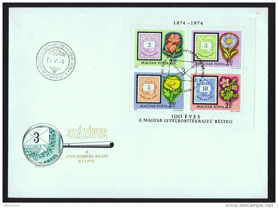 1974  Centenaire Du Timbre Hongrois Minr  Block 105A  Bloc-feuillet - FDC