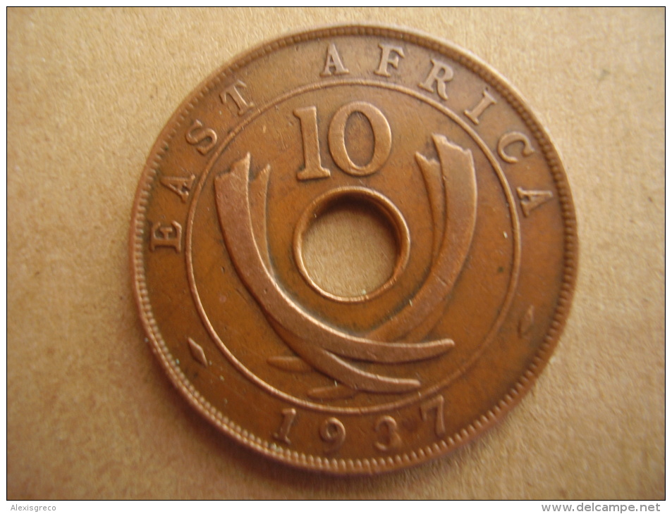 BRITISH EAST AFRICA USED TEN CENT COIN BRONZE Of 1937 (H) - British Colony