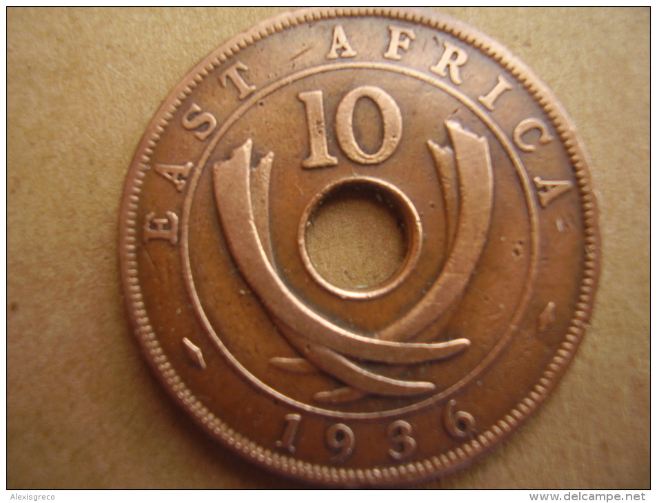 BRITISH EAST AFRICA USED TEN CENT COIN BRONZE Of 1936 (KN) - EDWARD. - British Colony