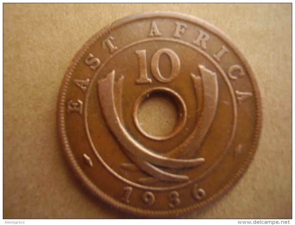 BRITISH EAST AFRICA USED TEN CENT COIN BRONZE Of 1936 (H) - EDWARD. - British Colony