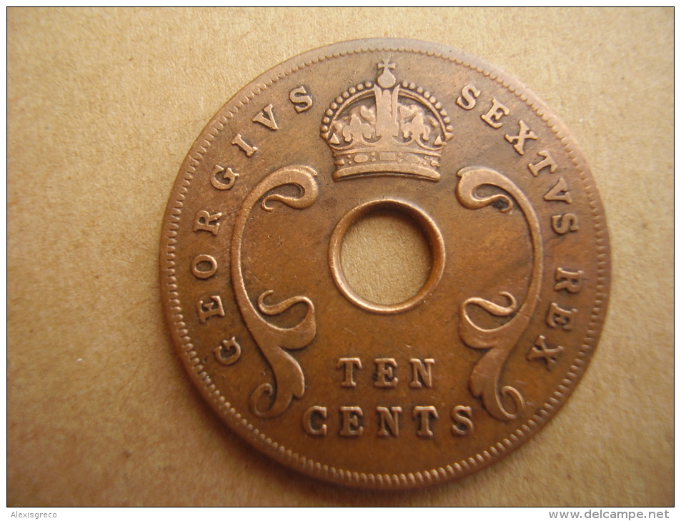 BRITISH EAST AFRICA USED TEN CENT COIN BRONZE Of 1951 - George VI. - British Colony