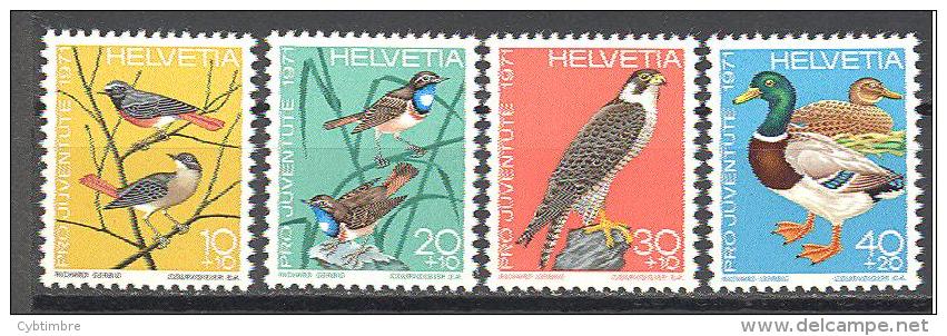 Suisse: Yvert N°891/4; Oiseaux; Birds; Vögel; Roufe Queue; Gorge Bleue; Faucon Pelerin; Canard Sauvage - Neufs