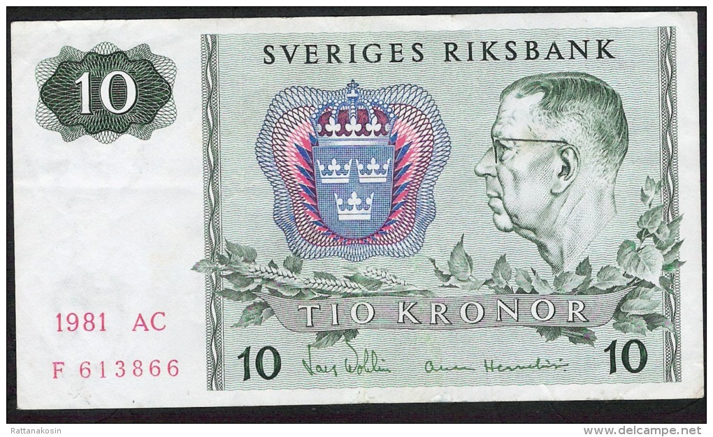 SWEDEN   P52e 10 KRONOR 1981 #AC    VF - Suecia