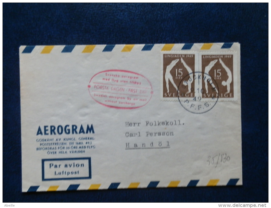 35/830   AEROGRAM  1949 - Lettres & Documents