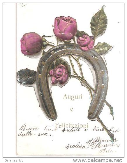 80571) Cartolina Con Stampa Floreale  In Rilievo - Premier Jour D'école