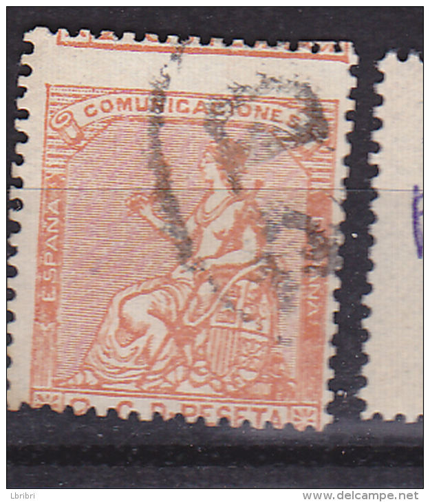 ESPAGNE N° 130 2C ORANGE  ALLÉGORIE DE LA RÉPUBLIQUE  PIQUAGE DECALE OBL - Used Stamps