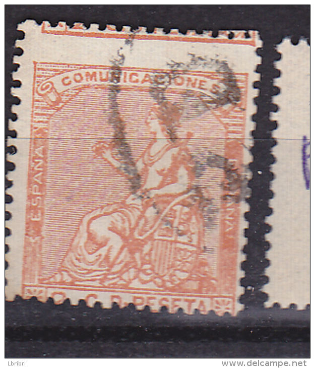 ESPAGNE N° 130 2C ORANGE  ALLÉGORIE DE LA RÉPUBLIQUE  PIQUAGE DECALE OBL - Gebraucht