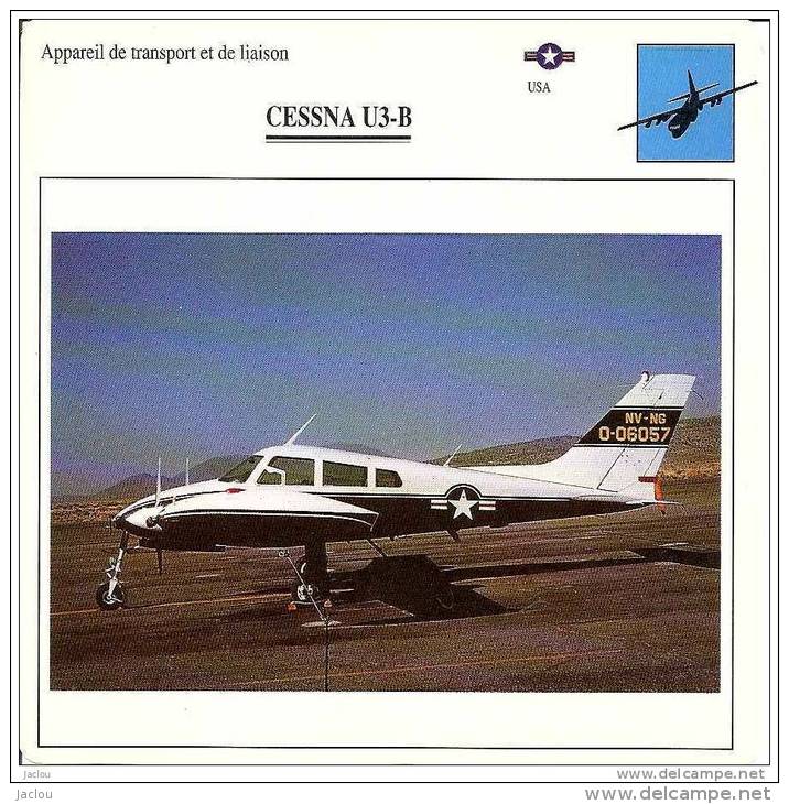 AVIATION FICHE TECHNIQUE APPAREIL DE TRANSPORT CESSNA U3.B U.S.A REF12068 - Avions