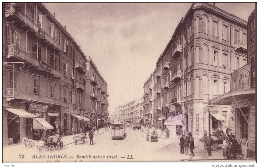 EGYPTE - ALEXANDRIE - RAMLEH STATION STREET - CARTE DATEE DE 1922. - Alexandrie