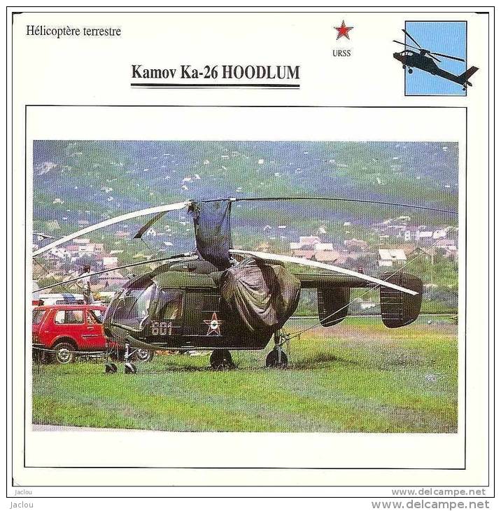 AVIATION FICHE TECHNIQUE HELICOPTERE TERRESTRE KAMOV KA.26 HOODLUM U.R.S.S. REF 12082 - Avions