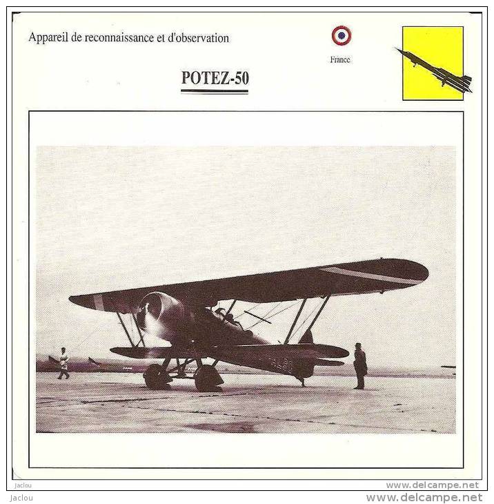 AVIATION FICHE TECHNIQUE APPAREIL DE RECONNAISSANCE  POTEZ.50 FRANCE REF 12087 - Aviones