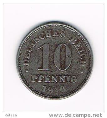 - DEUTSCHES REICH  10 PFENNIG 1916 A - 10 Pfennig