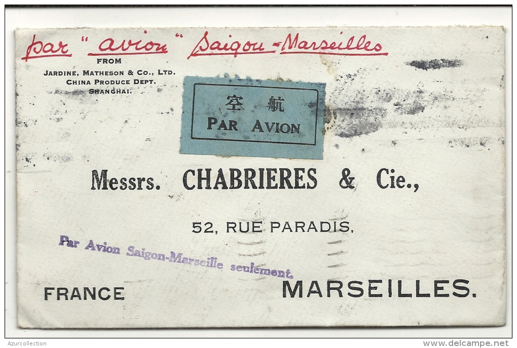 LETTRE PAR AVION EN REC SAIGON MARSEILLE - Cartas & Documentos