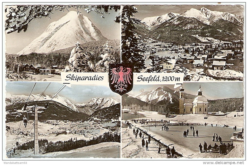 AK Skiparadies Seefeld, 1200 M Mehrbildkarte 4 Bilder Mit Wappen 25. 2. 1960 17 H DEEFELD (TIROL) H - Seefeld