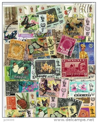 KEDAH (MALAISIE, MALAYSIA) Lot De 50 Timbres Tous Differents Neufs Et Oblitérés. Satisfaction Assurée - Malasia (1964-...)