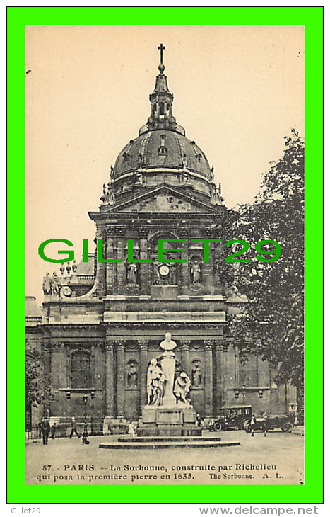 PARIS (75) - LA SORBONNE, CONSTRUITE PAR RICHELIEU EN 1635 - A. LECONTE - DOS VERT - - Other Monuments
