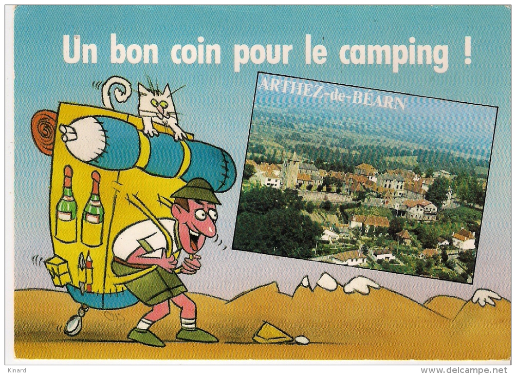 CPSM .  ARTHEZ DE BEARN ...UN BON COIN POUR LE CAMPING ..Illustration ...BE .. - Arthez De Bearn