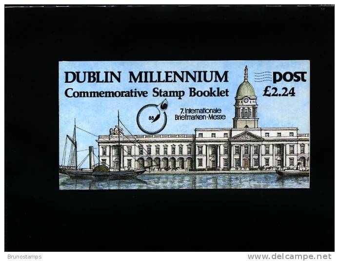 IRELAND/EIRE - 1988 DUBLIN MILLENIUM PREST. BKT OVPT INTERN. BRIEFMARKEN MESSE MINT NH - Booklets