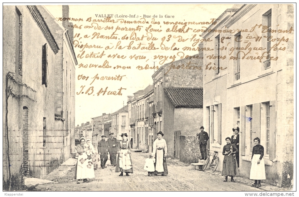 44 - Loire-Atlantique - Vallet. Rue De La Gare, Cachet Ambulant De Vallet à Pallet, Service Des Prisonniers De Guerre - Autres & Non Classés