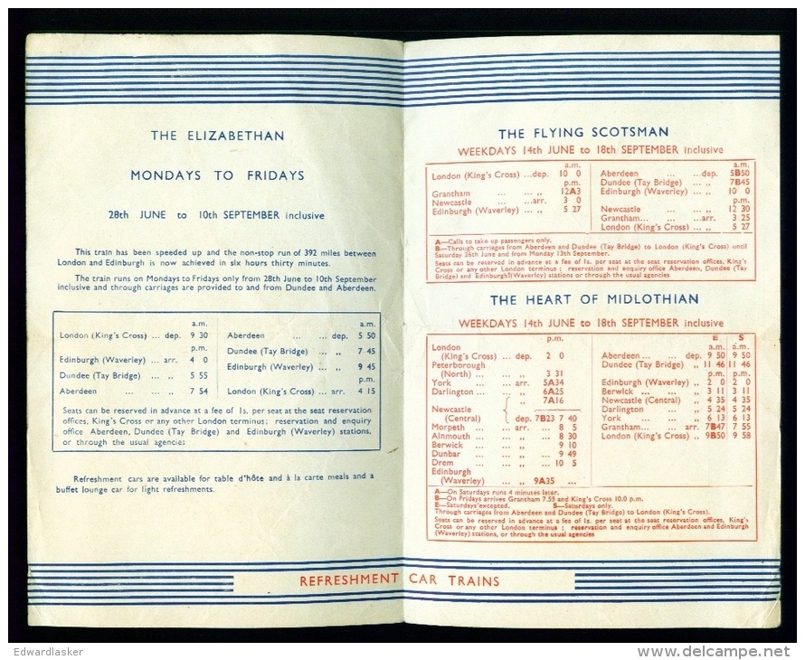 HORAIRE British Railways - Bon état - Voir Scan - Europa