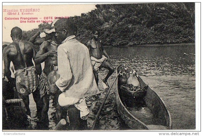 Afrique   Côte D'Ivoire  Mission Esseyric   Une Halte En Lagune  Pirogue - Côte-d'Ivoire