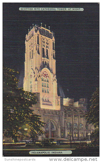 Indiana Indianapolis Scottish Rite Cathedral Tower At Night - Indianapolis