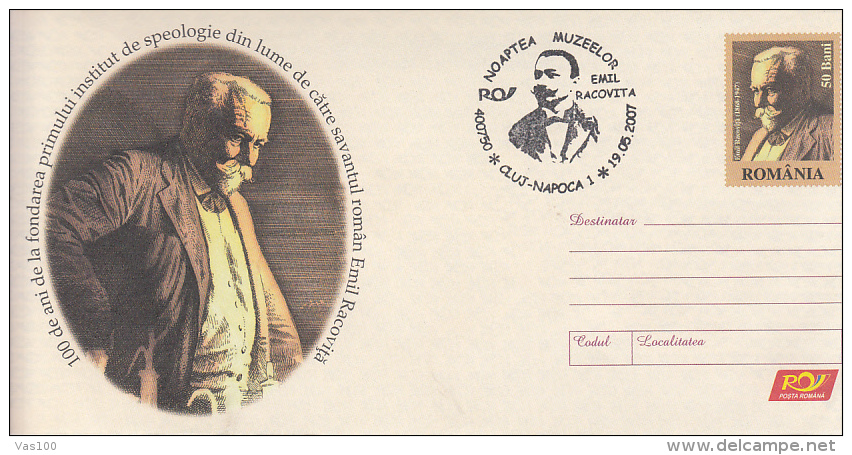 EMIL RACOVITA, EXPLORER, COVER STATIONERY, ENTIER POSTAL, 2007, ROMANIA - Explorateurs