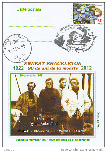 ERNEST SHACKLETON, EXPLORER, QUEST SHIP, CM, MAXICARD, CARTES MAXIMUM, 2012, ROMANIA - Esploratori