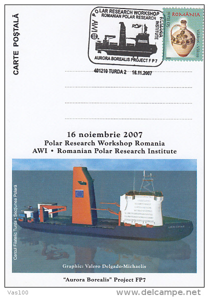 POLAR RESEARCH WORKSHOP, EXPLORING, SHIPS, CM, MAXICARD, CARTES MAXIMUM, 2007, ROMANIA - Explorers