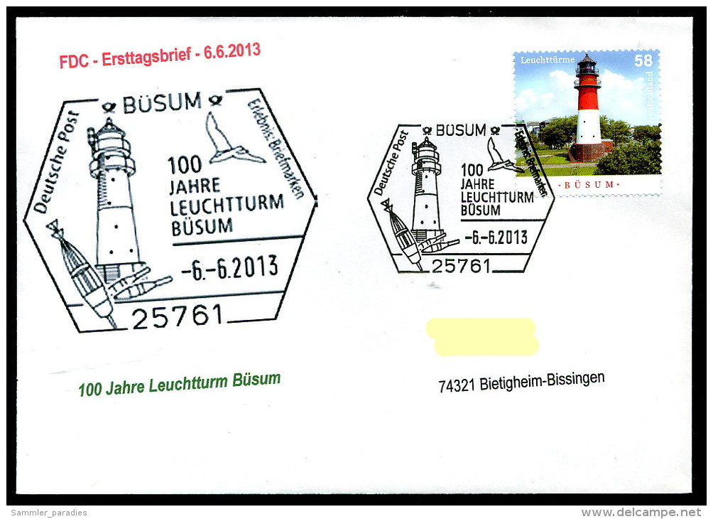 28209) BRD - Michel 3011 - FDC - ESST 25761 BÜSUM - 100 Jahre Leuchtturm Büsum - Lighthouses