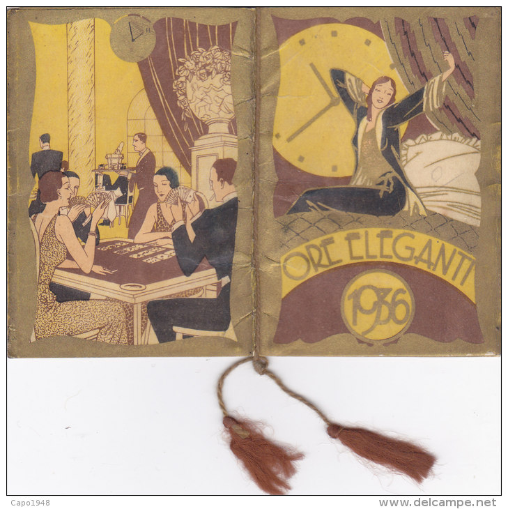 CALENDARIETTO   "ORE ELEGANTI"  1936 CHARME MODA GIOCO CARTE  -2 -0882-17546-547 - Petit Format : 1921-40