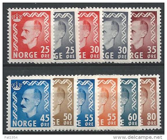 Norvège 1950/1952 N°325/331 Neufs* MH Roi Haakon VII - Nuovi