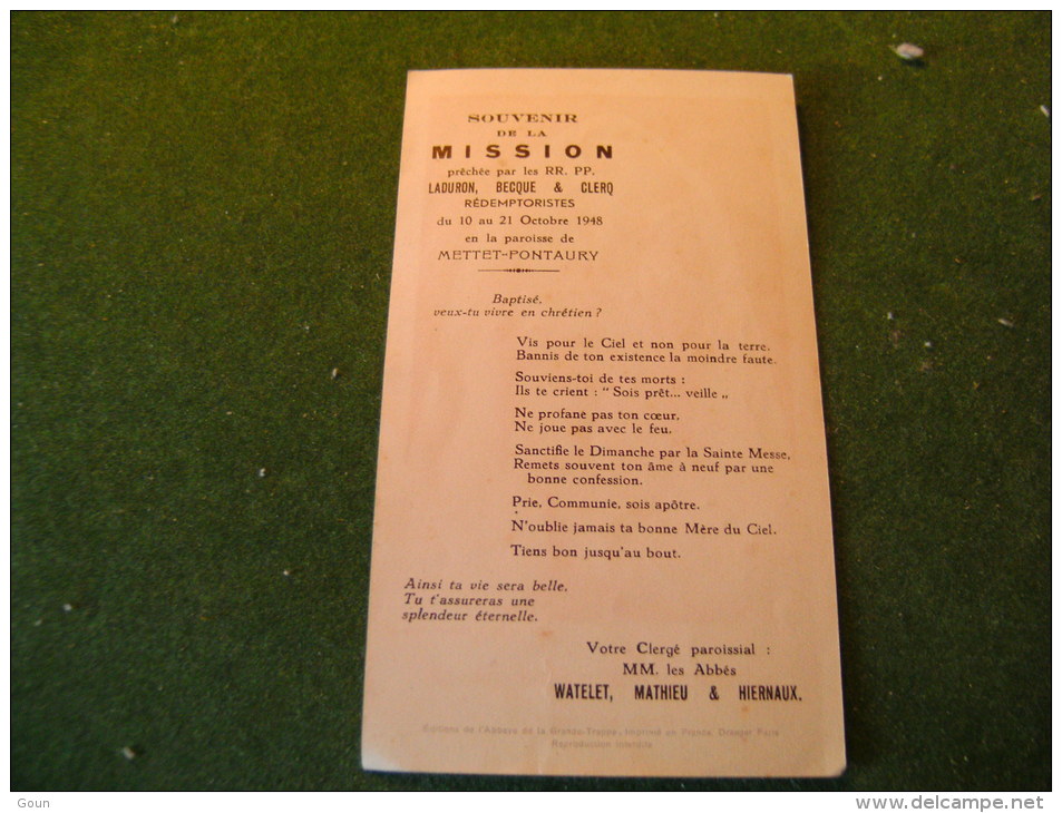 A-5-2-107 Souvenir Mission Mettet Pontaury  1948 RR PP Laduron Becque Clerq - Sonstige & Ohne Zuordnung