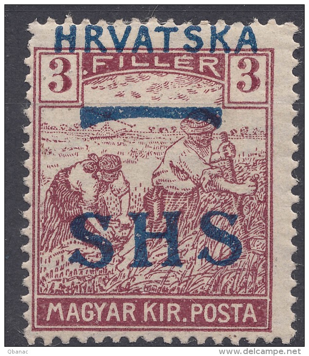 Yugoslavia, Kingdom SHS, Issues For Croatia 1918 Mi#67 Error - Shifted Overprint, Mint Hinged - Ungebraucht