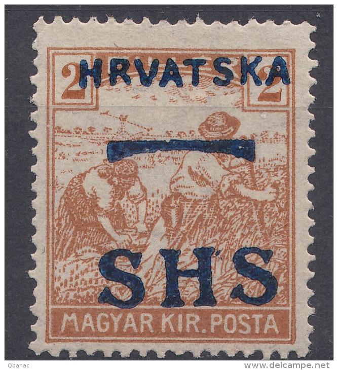 Yugoslavia, Kingdom SHS, Issues For Croatia 1918 Mi#66 Error - Shifted Overprint, Mint Hinged - Ungebraucht