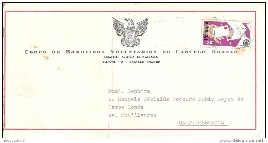 Castelo Branco - Envelope E Carta Do Corpo De Bombeiros Voluntários De Castelo Branco (3 Scans) - Castelo Branco