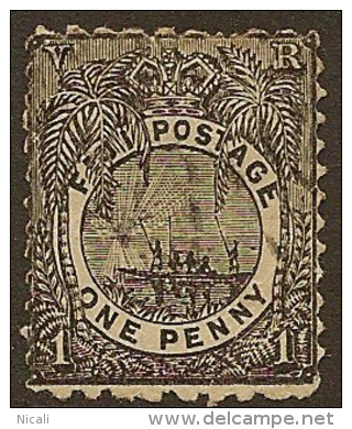 FIJI 1891 1d Black P11x12 SG 93 U YY151 - Fiji (...-1970)