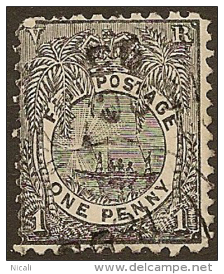 FIJI 1891 1d Black P11x12 SG 93 U YY152 - Fiji (...-1970)