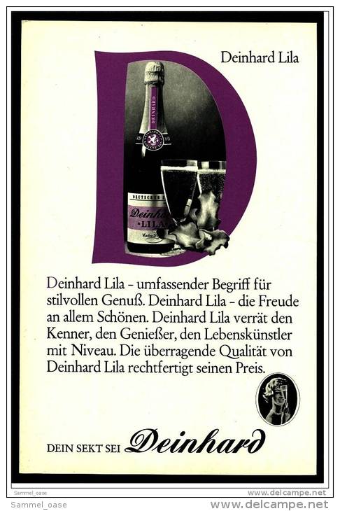 Reklame Werbeanzeige  -  Deinhard Lila  ,  Die Freude An Allem Schönen  ,  Von 1968 - Sonstige & Ohne Zuordnung