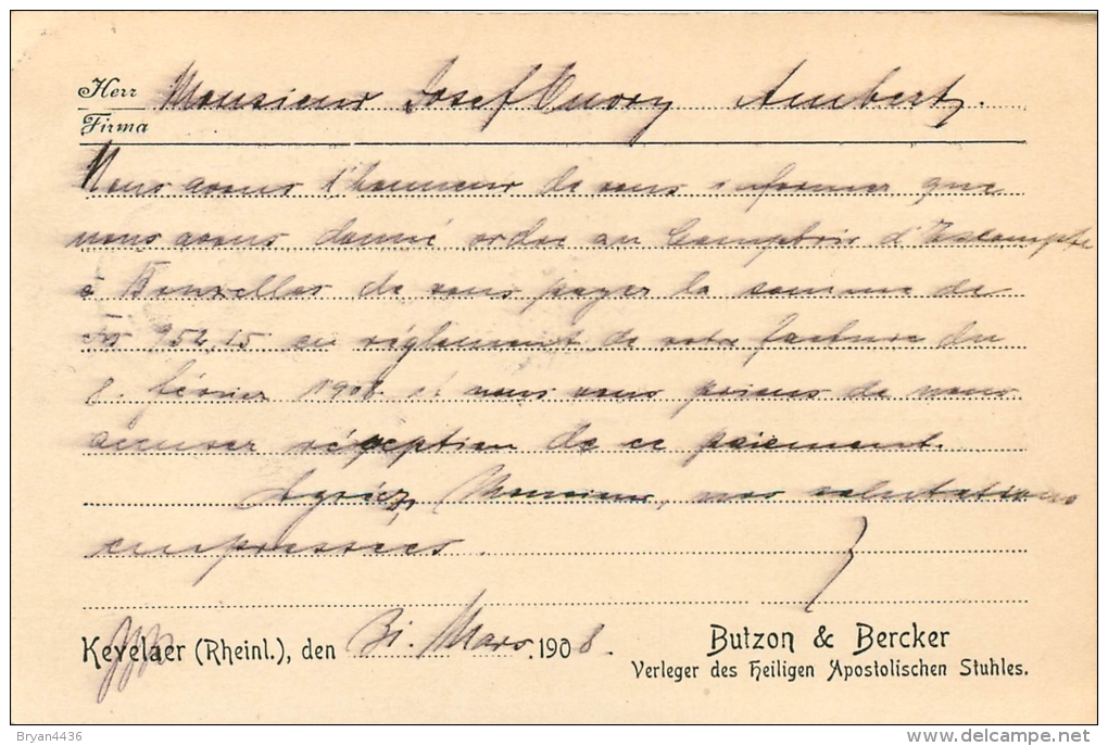 CPA Commerciale & Publicité - "Butzon& Becker" à Kevlaer (Rheinland-) Timbre Perforé-Très Bel Etat  (voir 2 Scans) - Kevelaer