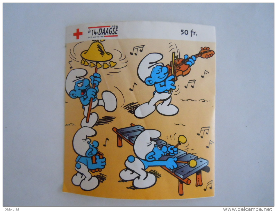 Sticker Autocollant 1996 Rode Kruis Croix Rouge Red Cross Smurf Smurfs  Schtroumpf Muzikanten Musiciens - Stickers